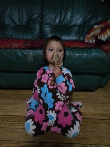 Leena with a turkey leg!