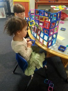 Leena making a castle