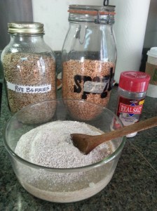 Simple ingredients to a special bread - spelt, rye, salt and water